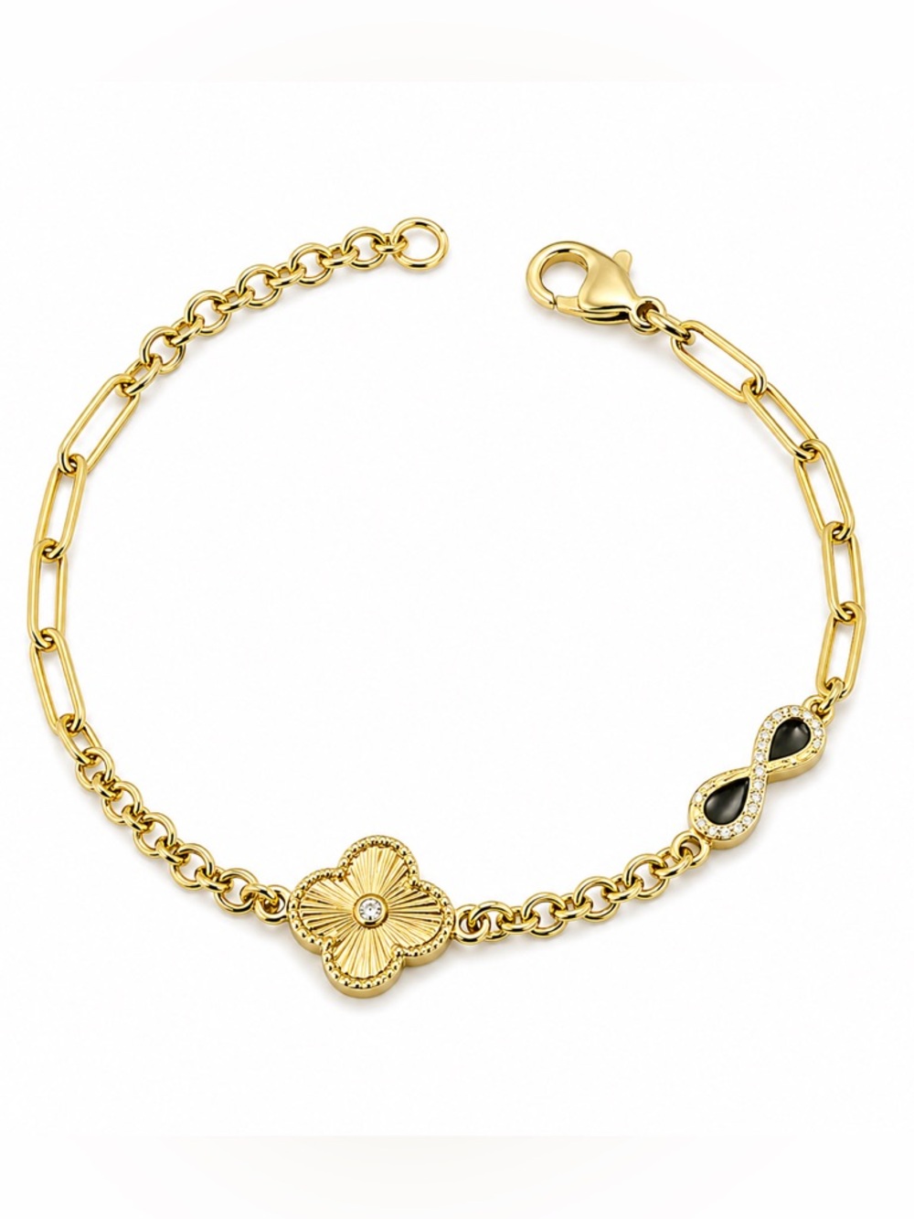 Gold Clover & Infinity Link Bracelet - Gold